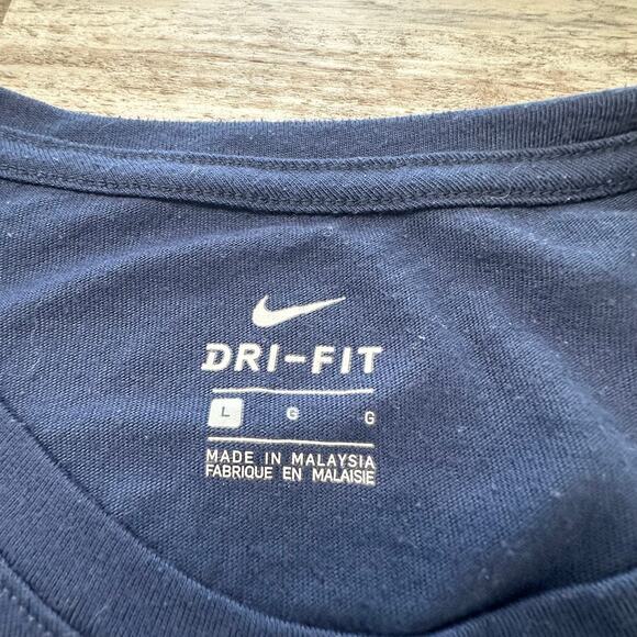 Nike Breathe‎ LS Dri Fit USAF Air Force Blue Womens L Swoosh Performance T-Shirt - Picture 3 of 9